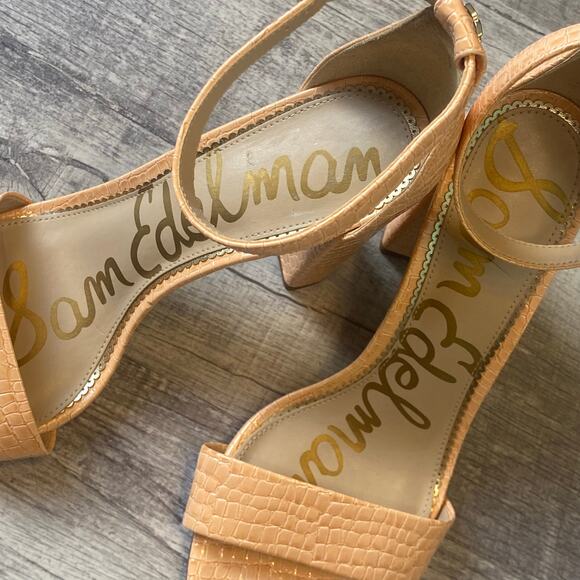 Sam Edelman ‘ Yaro ’ Block Heel Sandal Women’s Sz 9.5 Coral Croc Print NWOT - Picture 6 of 11